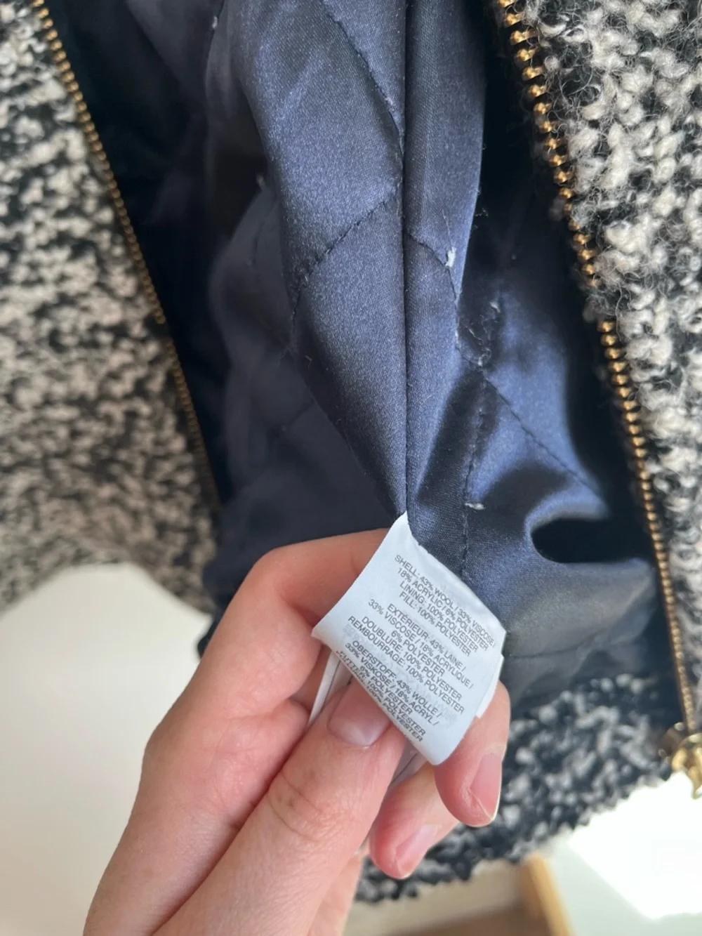 J.Crew Speckled Bouclé Italian Wool Coat in Ivory & Black - Picture 7 of 7